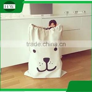 Baby Kids Children Cotton Canvas Toy Storage Bag Bear Pattern Canvas Laundry Sack Bag thumbnail-3
