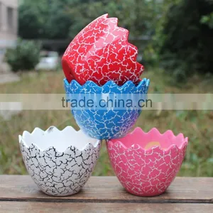 New Design Printing Crack Eggshell Shape Colorful Ceramic Planter thumbnail-1