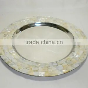 Mother Pearl Charger Plate/ Steel Show Plate/ Charger Plate thumbnail-3