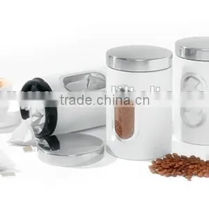 3 Pieces White Stainless Steel Window Storage Canister Set thumbnail-2