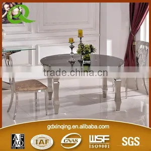 TH379 Modern Stainless Steel Cheap Round Glass Cafe Table Chair Set thumbnail-5