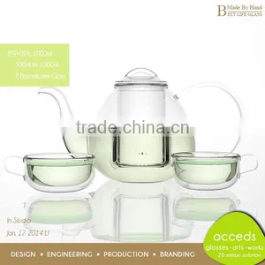 Unique Microwavable Newest Design Modern Pyrex Glass Gift Tea Pot thumbnail-5