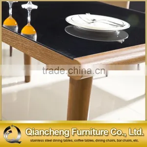 Cheap Price Black Tempered Glass Wooden Dining Table thumbnail-3