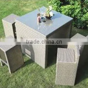 Wholesale Modern Wooden Top Rattan Base Bar Table and Chairs thumbnail-4