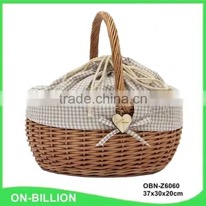 Large Oval Natural Wicker Tote Basket for Food Storage thumbnail-1