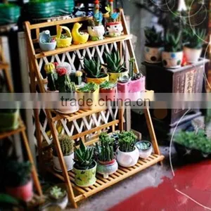 Popular Garden 3-tier Bamboo Plant Stand Flower Shelf for Outdoor Display thumbnail-1
