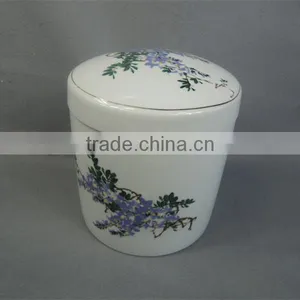Pottery Cylinder Urns With Flower Printing thumbnail-1