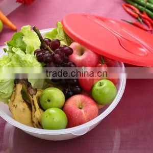 BFA Free Big Salad Bowl Set With Lid/plastic Big Salad Bowl Set With Fork thumbnail-3