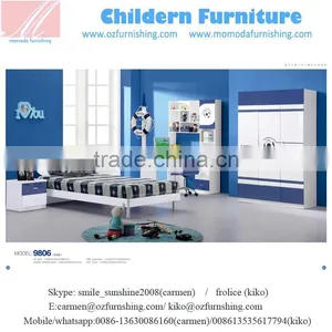 SJ9806 Children Furniture of Colorful Boy's Bed With Computer Desk thumbnail-1