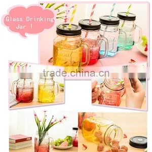 500ml Mason Glass Cup Drinking Jar With Handle Mug thumbnail-2