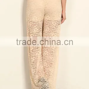 Ladies Trousers FLORAL PATTERN LACE High Waist Yoga PALAZZO PANTS thumbnail-4