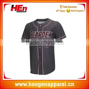Hongen Apparel 2016 Latest Designs Wholesale Custom Dye Sublimation Baseball Jersey With Italy Sublimation Printing thumbnail-1