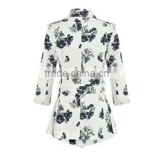 2015 New Style Fashion Flora Printed Stand Collar Long Sleeve Formal Mature Ladies Office Wear Dresses Dress thumbnail-4