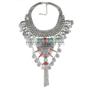 Vintage Alloy Blue Resin Collar Necklace for Womens thumbnail-2