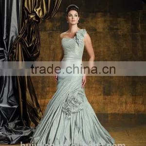Elegant One Shoulder Full Length Embroidey Flower Sex Prom Gown thumbnail-1