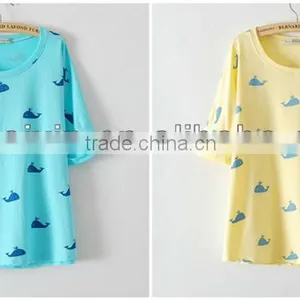 Mid- Long Sleeve Water Printing Plane Design Blouse for Lady thumbnail-1