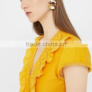 Embroidery Cutwork Cotton Dresses Ladies Crocheted Fit and Flare Short Dress thumbnail-4