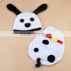 Knitted Animal Hats Soft and Colourful Yarns Handmade Baby Clothing Newborn Crochet Knit Beanie Hat Set Photography Prop thumbnail-2