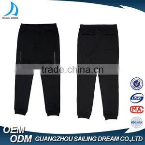 New Design Custom Plain Black Side Pockets Elastic Waist Cotton Wholesale Blank Jogger Pants thumbnail-2