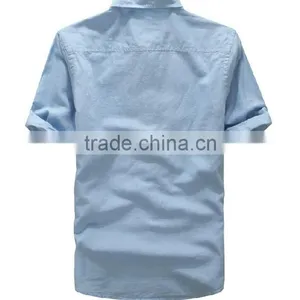 Latest Casual Shirt Design Solid Color Sleeve Tags Long Sleeve Linen Shirt thumbnail-2