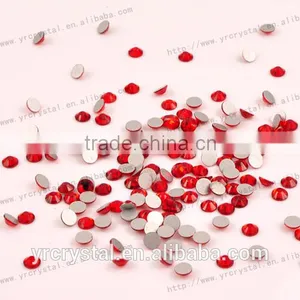 Round Shape Light Siam Color Silver Foiling Rhinestone Crystal Flat Back thumbnail-1