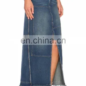 New Fashion Jean Long Jean Skirt thumbnail-3