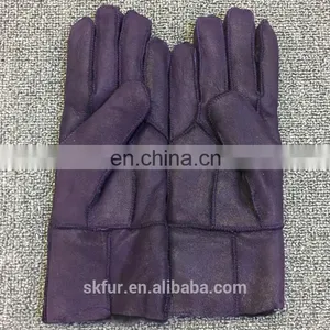 High Quality Fur-lined Winter Genuine Sheepskin Leather Gloves for Women thumbnail-3