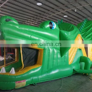 New Inflatable Green Hippo Obstacle Course thumbnail-1