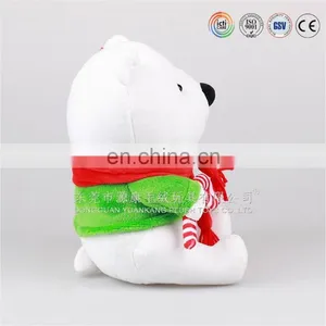 25cm Plush Polar Bear Toy With Scarf Wholesale for 2016 Christmas thumbnail-2