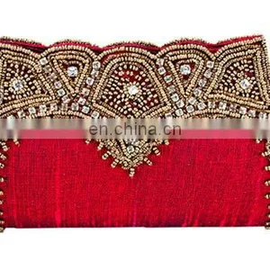 High-end Red Silk Beaded Clutch Bags thumbnail-1
