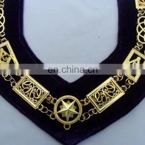 MASONIC REGALIA GRAND LODGE GOLD FINISH METAL CHAIN COLLAR PURPLE thumbnail-3