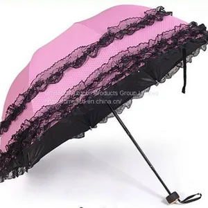 Creative Ultralight Sunshade Princess Grace Lace Korean Double Folding Arch Umbrella thumbnail-1