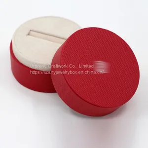 Round Texture Paper Ring Box Red Tube Ring Jewelry Packaging Box With Custom Logo thumbnail-1