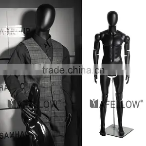 Abstract Fiberglass Black Adjustable Movable Male Mannequins Egg Head Mannequin for Window Display MZ-HM01BKEG thumbnail-2