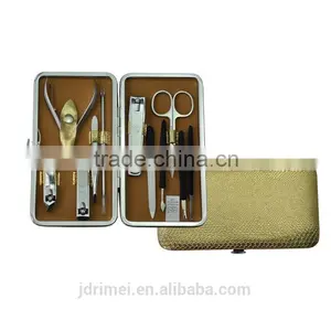 Golden Leather Cover Handmade Leather Covers Manicure Pedicure Set 12 Set Manicure thumbnail-1