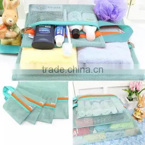 Good Bag 4 Pcs/set Portable Handle Mesh Travel Pouch Tote Bag Packable Zipper Toiletry Tote Underwear Organizer Storage Bag thumbnail-2