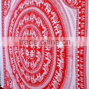Indian Tapestry Cotton Bedding Bedsheet Mandala Elephants Print Wall Hanging Tapestries Throw thumbnail-3