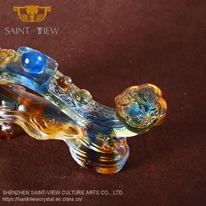 Casting Liuli Art Chinese Traditional Feng Shui Decoration Large Size Ruyi Home Decor thumbnail-2