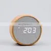 Custom Made Home Decor Amazon Cheep Bedroom Round Personalized Bamboo Wooden Frames Digital Light Clock thumbnail-5