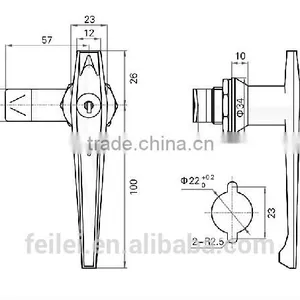 2015 FEILEI MS304-1 China Factory Sell Zinc Alloy High Quality Cabinet L Handle Lock With Key Set thumbnail-5