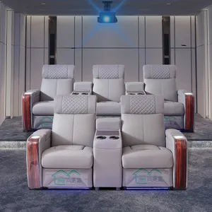 Private Villa Audio-visual Room Leather Electric Sofa Home Theater Electric Multi-functional Sofa Combination thumbnail-1