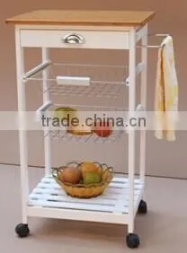 Wooden Kitchen Trolley 3tiers, 1 Drawer thumbnail-1