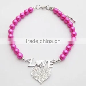 Customized Crystal Pearl Pet Heart Charm Necklace in Wholesale thumbnail-6