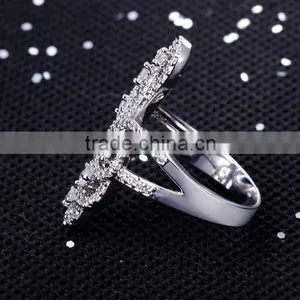 Beautiful Butterfly Shape Party Jewelry Platinum Plated Brass Jewelry Women CZ Ring thumbnail-3