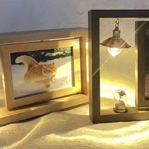 Wooden Pet Memorial Picture Frame With LED Candle Pet Loss Sympathy Photo Frame thumbnail-5
