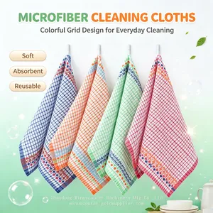 Commercial Grade Microfiber Cleaning Towels, Color‑Coded Lint‑Free Wiping Rags for Hotel, Office, Home, Car Wash Bulk thumbnail-1