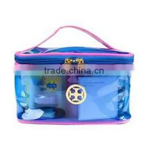 Transparent Clear PU or PVC Leather Tote Cosmetic Bag With Ziplock for Women thumbnail-4