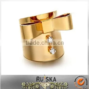 Vintage Individual Wide Golden Bowknot Ring thumbnail-1