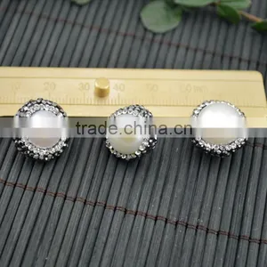 LFD-005B ~ DIY 16MM Druzy Round Shape Pearl Pave Rhinestone Crystal Spacer Beads Jewelry Making thumbnail-2