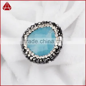 Natural Aquamarine Stone Beads With Ziron Micro Side Faceted Beads Inlaid Pave With Opal & Black Spinel Zircon thumbnail-2